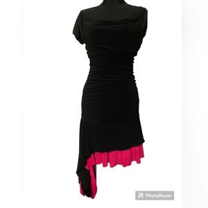 Y2K Forever 21 Black and Magenta ruffle ruched Dress size L